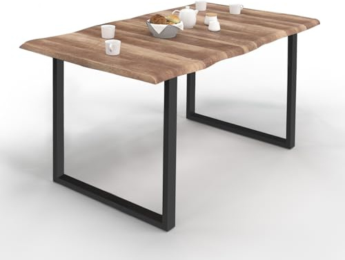 IDMarket - Table à Manger Rectangle Dakota 6 Personnes Pieds Forme en U Design Industriel 160 cm