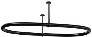 Aquaworld Traditional Oval Shower Curtain Rail - Heavy Duty Low Carbon Steel Curtain Rail - Ceiling Mounted Black Matt Finish Curtain Rod with Adjustable Support - 110 X 64 X 28 CM (Free Curtain Hook)