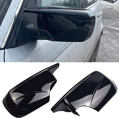 1 Paar Spiegelkappen Links Rechts Seitenspiegel Abdeckkappen für B-MW E39 1998-2003,E46 2001-2005 (Schwarz)