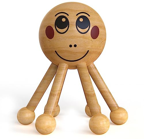 WEGO Wood Massager | Six-Leg Spider Shape Hand Held Massager | Hand Massage Therapy Tool for Full Body Massage, Lymphatic Drainage and Pain Relief