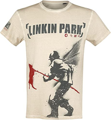 Linkin Park Hybrid Theory Homme T-Shirt Manches Courtes Blanc cassé