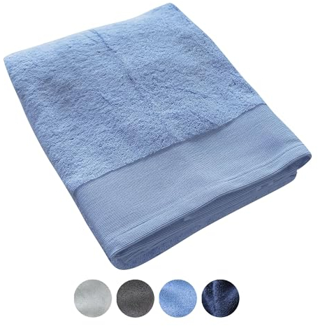 Jean & Len Handtuch aus 100% Bio-Baumwolle, in der Farbe hellblau, mit Aufhänger, Oeko-TEX und GOTS Zertifiziert, modernes & Zeitloses Design, Handtücher 50x100 cm, Light Blue