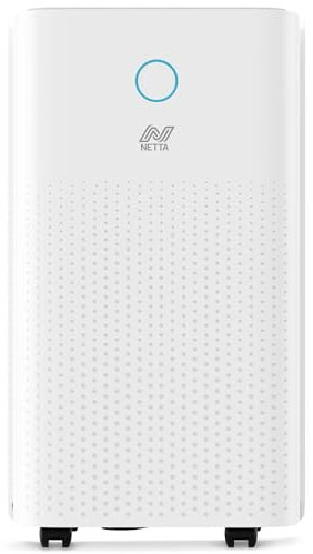 NETTA Dehumidifier 12L/Day - Low noise, Air Filter, Continuous Drainage, Auto Restart, Timer, 2L Water Tank, Child Lock - For Home, Office, Damp, Mould Control, Laundry Drying, 200W, R290
