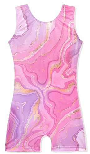 HOZIY 5t Leotards for Girls Gymnastics Toddler Tank Sleeve Dance Clothing Clothes Tumbling Outfits Biketard Sparkle Pink Purple Marble Gold Liquid Sparkly