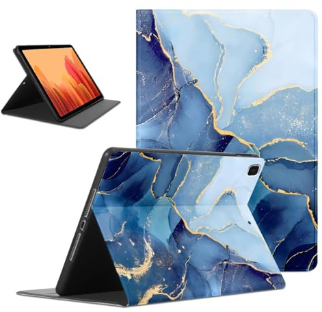 Kueqeay Hülle für Samsung Galaxy Tab A7 10,4 Zoll 2020 (SM-T500/T505/T507), Aesthetic Marmor Motiv Design Dünn Leicht SchutzHülle mit Standfunktion TPU Rücken PU Leder Smart Folio Tablet Cover, Blau