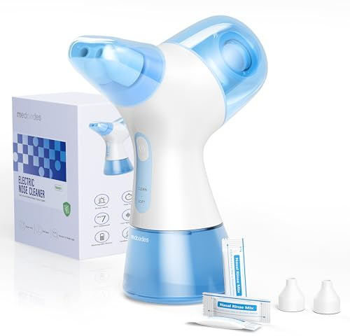 Medcodes Sistema di Lavaggio Nasale Elettrico Aggiornato, Macchina per Risciacquo Sinusale con 30 Buste di Sale, Aspiratore Nasale Autopulente con Raccolta Automatica Rifiuti per Rapido Sollievo