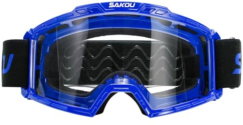SAKOU Anti-buée Lunettes Moto Cross Enfants et Adolescents, pour moto, Motocross, Vélo Tout-terrain et Quad, pour Garçons et Filles âgés de 3 à 12 ans (Bleu)