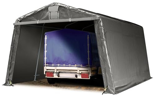 TOOLPORT Zeltgarage 3,3 x 4,7 m Premium Carport PE 600 N Plane Unterstand Lagerzelt Garage in grau