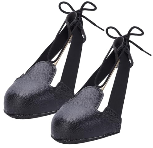 CALFOVERA Cubrezapatos de Trabajo de Piel de Vaca Negra, Puntera de Acero Universal, Cubrezapatos de Cuero, Protector de Puntera de Cuero Genuino, Calzado con Correa Ajustable Elástica para Hombres