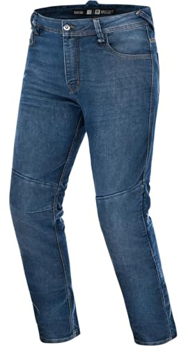 SHIMA Ridge Jeans Moto Hombre Protectores GFLEXX Homologado Cordura Ajustado Textile Vaqueros Urbano Pantalón Protección de Rodilla Ventilado Elástico Ropa de Verano (Masculinos, Azul, 38/32)