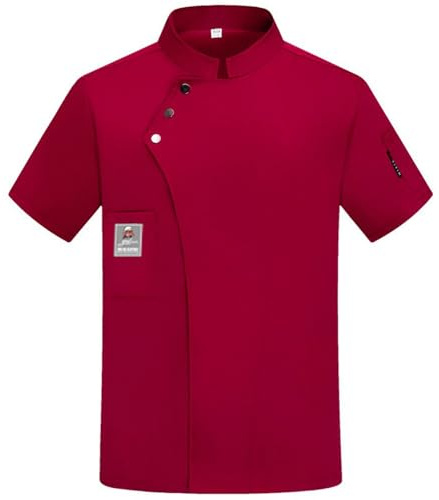 Unisexe Restaurant Chef Uniforme Chemise Manches Courtes Chef Veste Vêtements de Travail Manche Courte