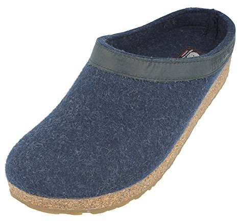 HAFLINGER Grizzly Torben Filzclog Hausschuh aus reinem Wollfilz Jeans, Gr. 39