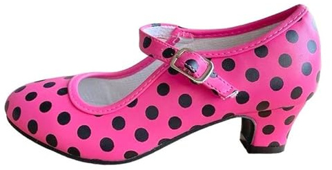 La Senorita Spanska Flamenco skor – ljusrosa svart (storlek 34 – innermått 22 cm, rosa)