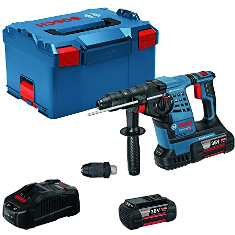 Bosch Professional 36V System Akku Bohrhammer GBH 36V-LI Plus (inkl. 2x 6.0Ah Akku, Schnellladegerät, L-BOXX)