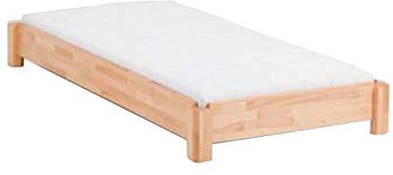 DICO Einzelbett Stapelbett Massivholz mit Rollrost Größe 90x200 cm 06 Buche geölt