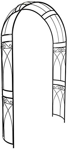 OUTOUR Stereoskopischer Gartenbogen aus Metall mit anmutiger Kurve für Kletterpflanzen, Rosenranken, Outdoor-Garten, Rasen, Hinterhof, Terrasse, Hochzeit, Schwarz