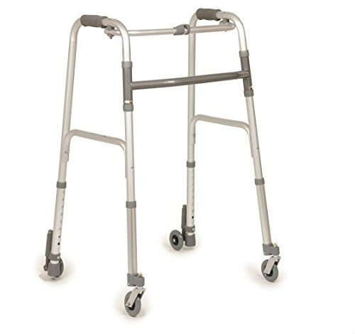 Deambulatore Pieghevole regolabile con due ruote e due rote con freni cod.art. RP738