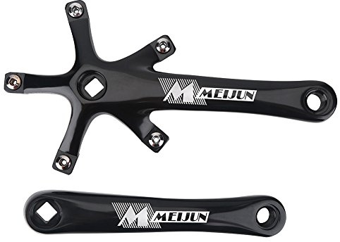 Keenso Crank Arms, 1 Pair Universal 170mm Aluminium Alloy Single Crankset Crank Arm Set Repair Parts BCD 130 mm for Mountain Road Bike(Black)