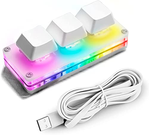 Ecarke OSU Tastatur 3 Tasten Gaming Tastatur, USB Mini 3 Tasten Tastatur Mechanische Gaming PC Tastaturen Programmiermakro mit Software OSU HID Standardtastatur.(Upgrade Cherry Shaft & RGB LED)