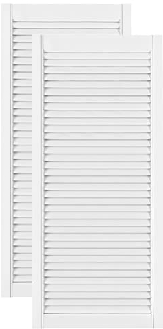 Lamellentüren Holz 2er Pack 494x1100 mm | Holztür aus massiver Kiefer mit MDF Lamellen | Möbelfronten für kreative Renovierung | Lamellentür für Garderobe, Küche oder Wohnzimmer | Weiß lackiert