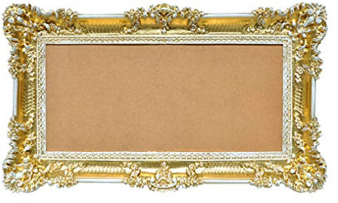 LIGUORO SHOP Cornice Grande Rettangolare In Stile Barocco Finto Vintage Shabby Chic Per Foto, Dipinti, Poster cm 96x56 (Oro/Bianco)