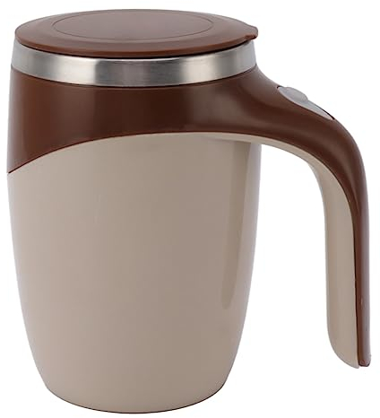 Qcwwy Taza de café Autoagitable, Fácil Operación con Revestimiento de Acero Inoxidable, Taza Autoagitadora, Carga USB, Lavable, Resistente Al Calor para Oficina (Marrón)