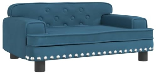 vidaXL Kindersofa, Couch für Kinder, Kindercouch mit runden Kanten, Kindersessel Minisofa Polstersofa Kindermöbel Sofa Kinderzimmer, Blau Samt