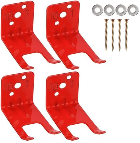 4,5 kg Feuerlöscher-Wandhalterungen, 4 Stück Metall-Feuerlöscher-Halterung, Halter für trockene Chemikalien und Wasserlöscher, Rot