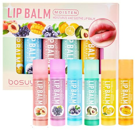Hydrating Lip Balm Multipack - 5Pcs Set With Beeswax and Vitamin E for Dry Cracked Lips - Moisturizing Sleeping Mask for Lip Care