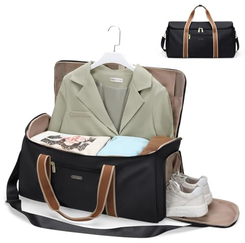 Umwandelbare Kleidersack 2 in 1 Reisetasche Handgepäcktasche für Damen Anzugtasche Reisetaschen für Business, Reisen und Sport (Schwarz)