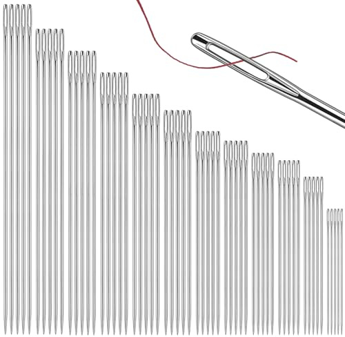 Axmru 60 Pcs Hand Sewing Needles Knitting Needles 12 Sizes Embroidery Needles for Sewing 4-17.5cm Long Needles Darning Needle with Transparent Needle Tube for Stitching and Knitting