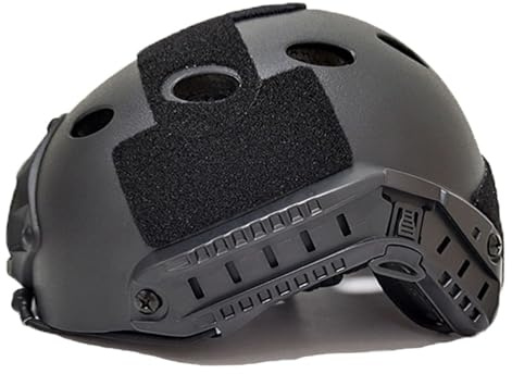 Casco rápido Casco Airsoft liviano con Acolchado y Correa Ajustable y rieles Laterales para Deportes al Aire Libre Paintball, Black Bump