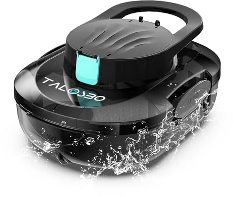 TALOSBO Pleco S1 Robot per Piscina Senza Fili, Automatica 80 Min, Doppio Motore, Ricarica 2,5 Ore, Pulizia Completa Fondo per Piscine Fuori Terra, per Piscine Fuori Terra