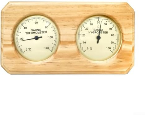 Termoigrometro per sauna in legno, termometro e igrometro 2 in 1, accessori per sauna, spa e bagni turchi commerciali (orizzontale)