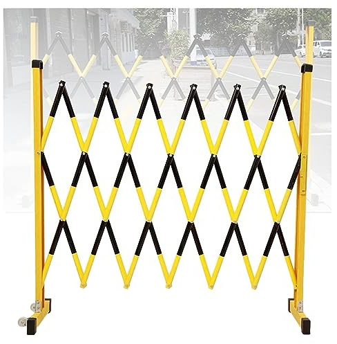 JIIPOREGJ Expandable Industrial Metal Barricade, Traffic Fence with Casters, Easy to Assemble Safety Barrier with Casters, Flexible Mobile Barrier Gate.L 300Cm/9.8Ft