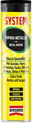 Arexons System Ripara Metallo 57 Gr, Stucco in stick pronto all'uso, Adatto a riparare, ricostruire e sigillare superfici, Forte, facile e rapido, Adatto a superfici bagnate
