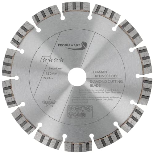 PRODIAMANT Premium Disque diamant pour béton laser 150 mm x 22,2 mm Disque diamant soudé au laser