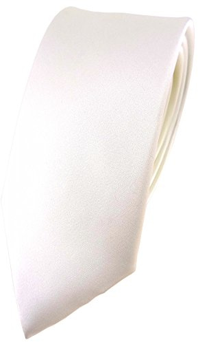 TigerTie - stretto cravatta di seta in raso - crema bianco monocromatico Uni - Cravatta 100% seta