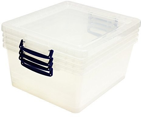 Really Useful Nestable Plastic Storage Boxes Pack of 4 (17.5L)