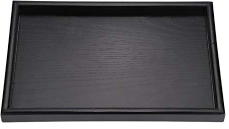 Tyenaza Bandeja de Servicio Bandeja de Comida Rectangular de Madera Negra Grande Bandeja de mayordomo Bandeja de Desayuno Plato Bandejas de Restaurante(25 * 18 * 2cm)