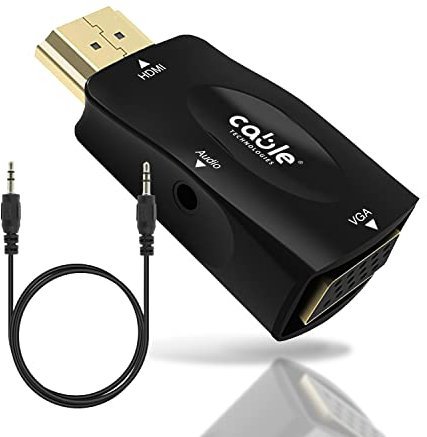 CABLE Adattatore HDMI a VGA, HDMI-VGA Placcato in Oro (da Maschio a Femmina) per Computer, Desktop, Laptop, PC, Monitor, proiettore, HDTV, Chromebook, Raspberry Pi, Roku, Xbox e Altro - Nero