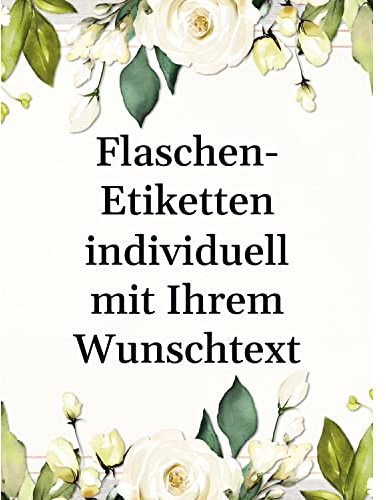 8 Flaschenetiketten selbstklebend mit Text personalisiert - Etikett Fische Blumen - Flaschen Aufkleber für Wein oder Sekt