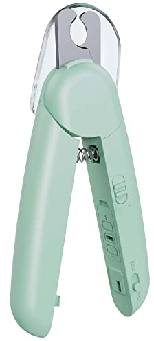 Sosayet krallenschleifer für Hunde Katzen Led-Licht für, Krallenschere für Katzen Hunde, mit Nagelfeile und Spritzfest Schutzvorrichtung, für Mittlere und Kleine Haustiere Krallenpflege (Grün)