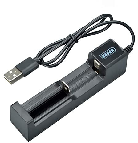 FANGO Cargador de BateríA USB 1 Ranura Cargador de BateríA de Litio Recargable de Carga RáPida Universal para 18650 26650 14500 16340