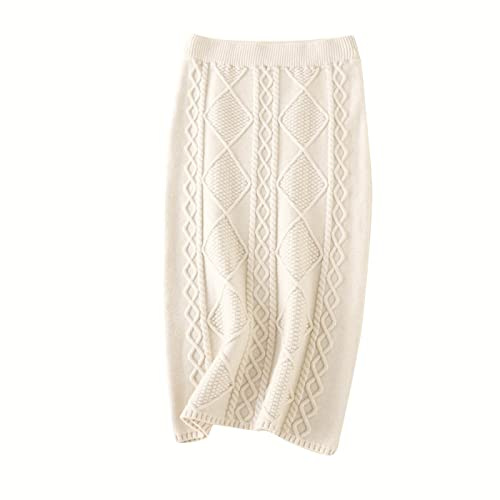 TDEOK Knit Women's Winter Pencil Midi Skirt with Cable Knit High Waist Black, Grey, Khaki, Green
