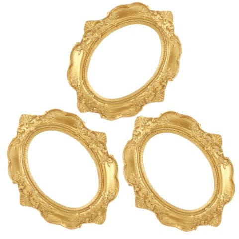 OFFSCH 3piezas Marcos De Fotos Mini Ovalados De Resina Dorada Vintage Decoración Retro Para Mesa Y Exhibición De Joyas Perfectos Para Decorar El Hogar