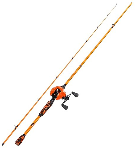 Sougayilang ZJJ Juego de caña y carrete Baitcaster, cañas de fundición de cebo de grafito IM7 de 2 piezas con guías de acero inoxidable, carretes de cebo de freno magnético 7.2: 1 para pesca en agua d