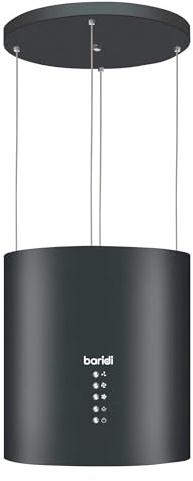 Baridi Island Cooker Hood, Pendant Style, Ø35cm, 3-Speed, LED Lights, Energy Class A, 530m³/h Airflow, Black - DH219