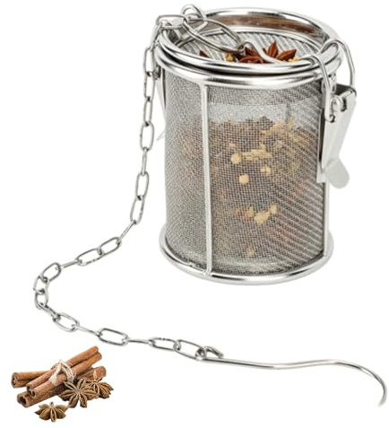 Spice Seasoning Strainer, Large Capacity Stainless Steel Tea Ball Mesh Tea Infuser Strainer with Extended Chain Hook, Tea Strainers for Loose Tea, Spice Infuser Seasoning Ball for Home Kitchen(S)