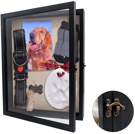 Hodeframe Pet Memorial Shadow Box 11x14, Pet Memorial Dispaly Case Picture Frame Dogs and Cats with Glass Window and for Loss of Dog Cat Passed Away Remembrance Display Case